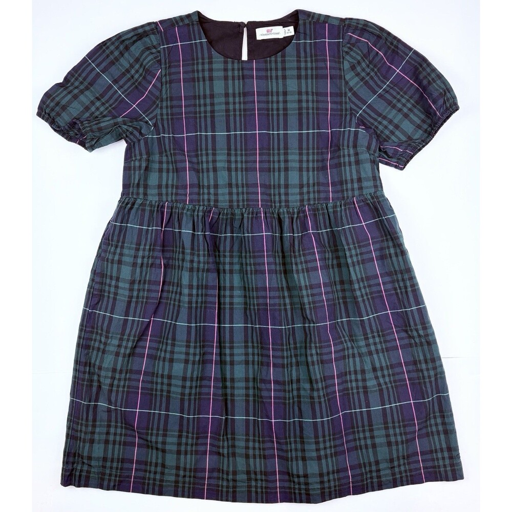 Vineyard Vines Preppy Green Plaid Holiday Christmas Dress Girls Medium (10-12)